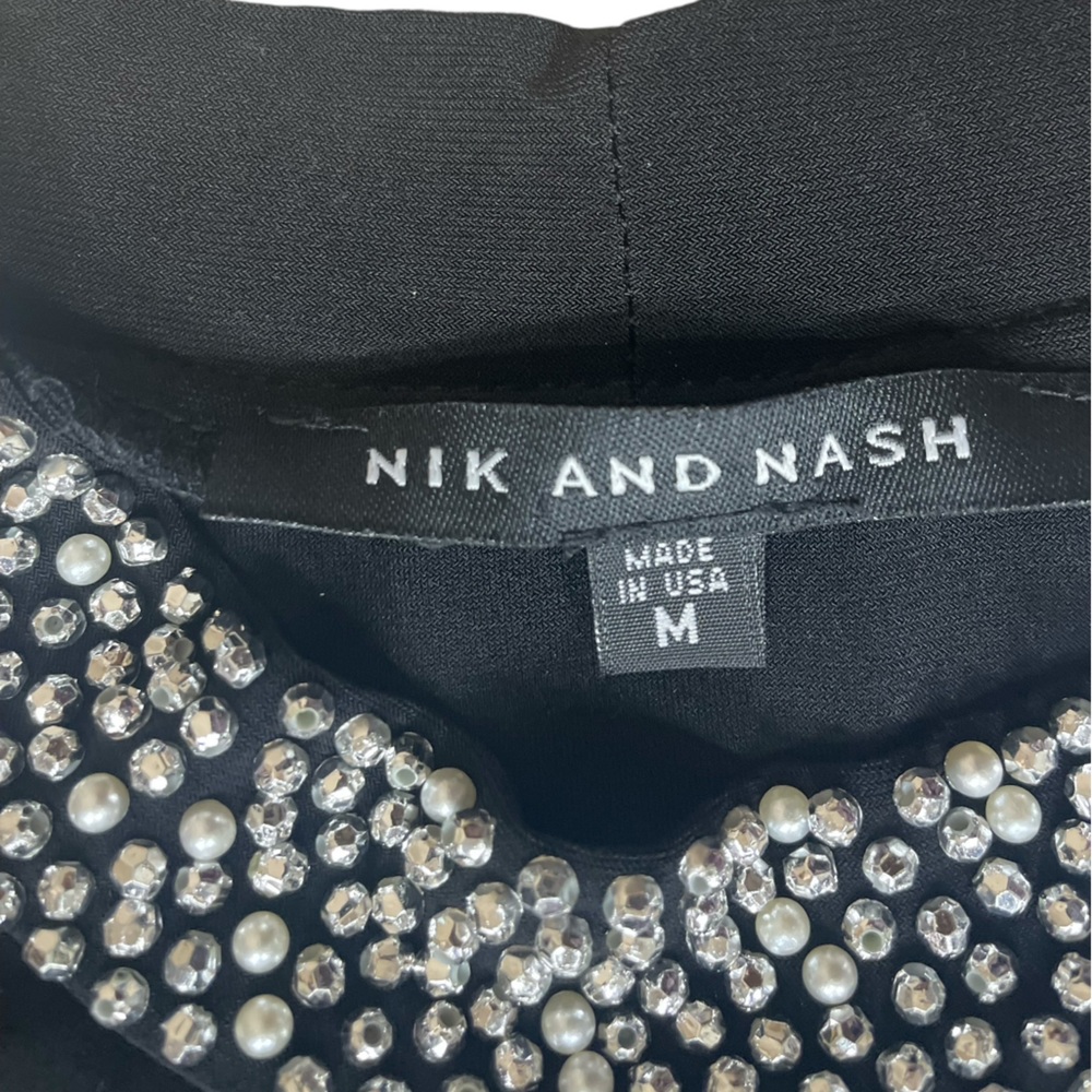 Nik and Nash Black Long Sleeve Dress with Embellished Neckline NWT (A) - Picture 8 of 12